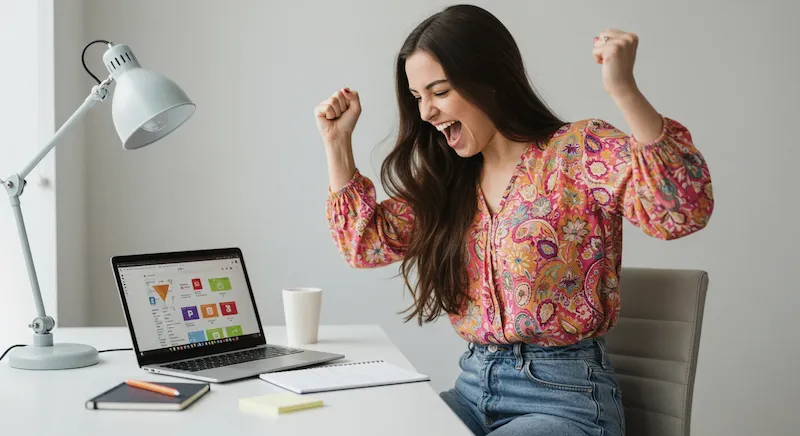 Tutor celebrating success online